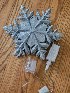 Projector tree topper snowflake design Silver glitter snowflake