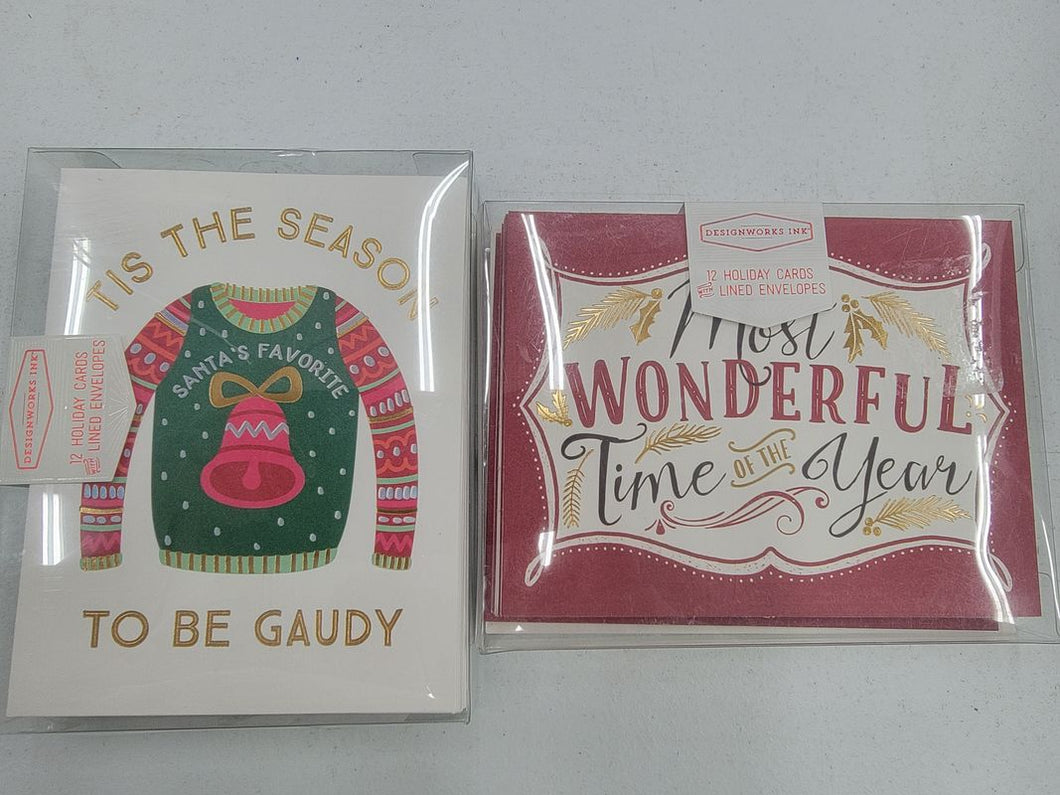 Designworks Inc NIB 2 Pack Christmas Cards, 24 Cards Total, Pictured