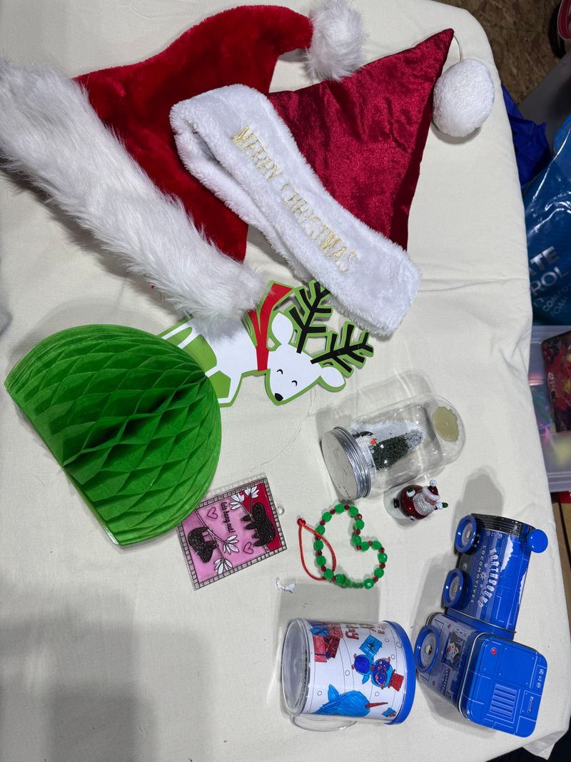 Christmas Misc Christmas decor train box Santa hats reindeer table decor