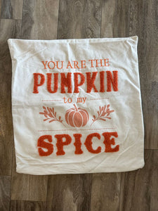 Fall pillowcase 17x17 pumpkin spice white pillowcase