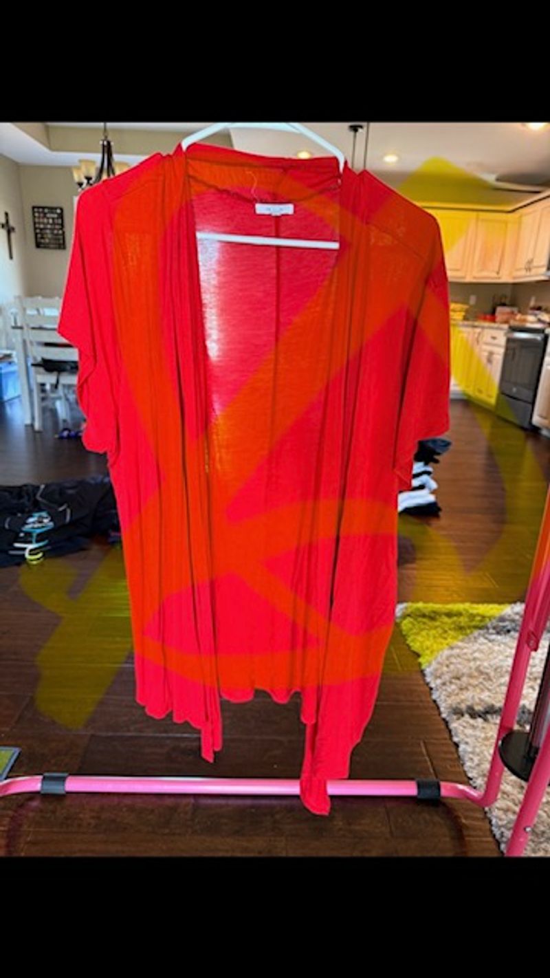 . thin red short sleeve cardigan Women's - XXXL