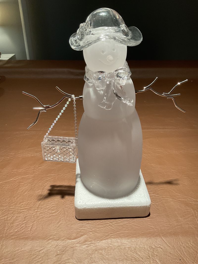 Frosted Glass/Acrylic Snowlady w/purse Frosted glass/acrylic Snowlady w/purse