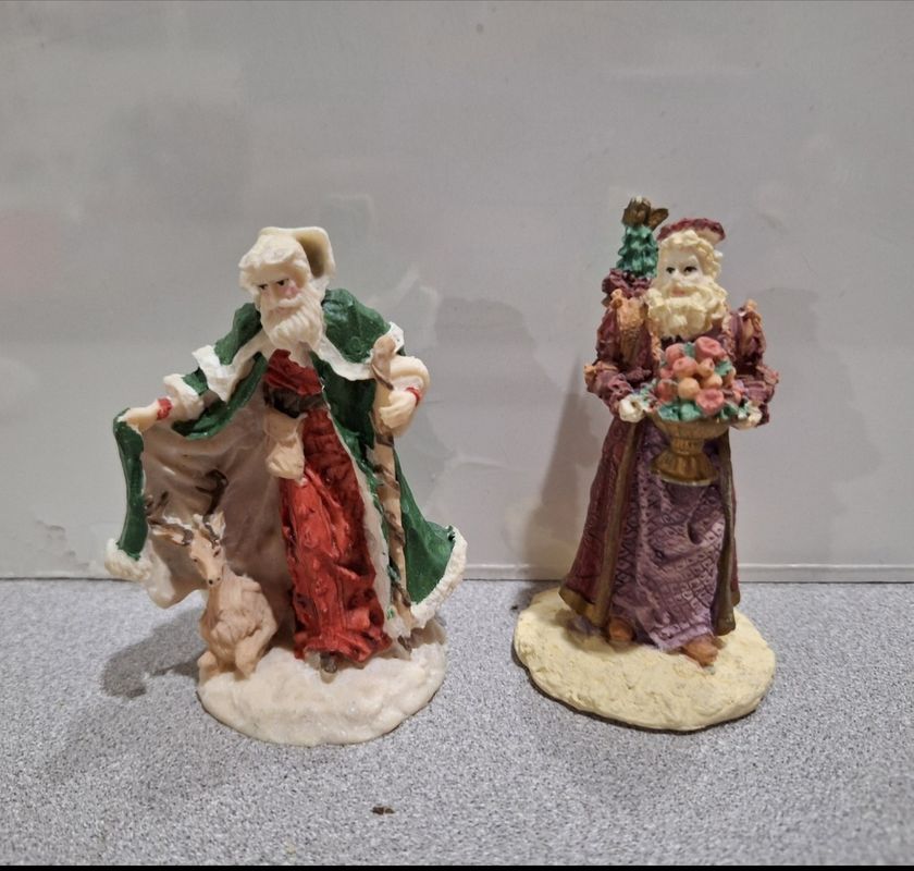 Vintage Kirkland's Father Christmas Figurines - hand painted. 3.5