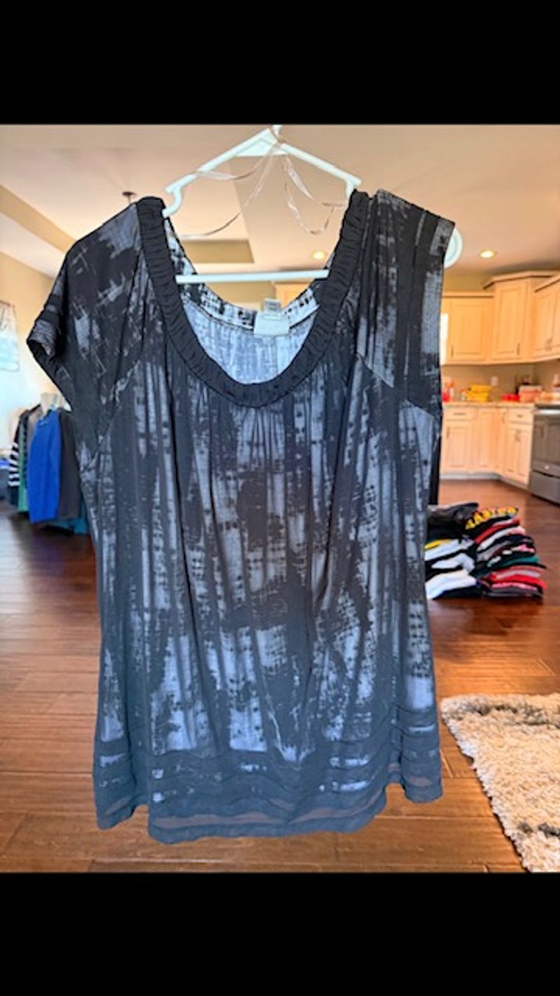 . black sheer shirt with undershirt attached Women's - XXL