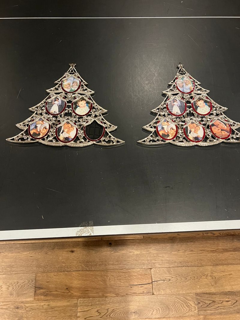 2 christmas tree silver picture frames 2 christmas tree silver picture frames 5 pictures in each frame