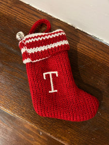 T  mini Christmas Stocking 7 inch long knit