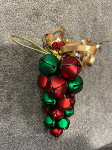 Christmas bell cluster, approx 8 in long with hanging loop for door handle