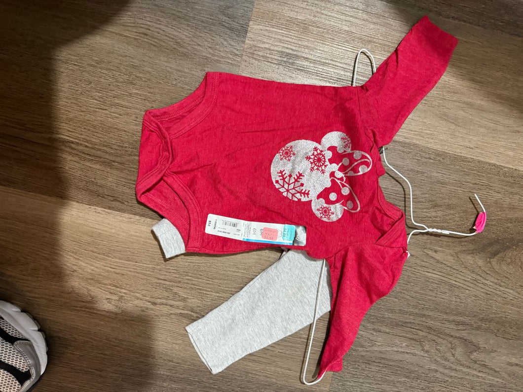 Disney Minnie NWT long sleeve ruffle gray leggings 9 Months