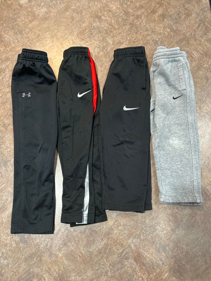 Nike & Under Armour 4 Athletic Pants Bundle Gray pair has scuffed knees 3T