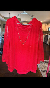 . red dress top, with attached jewelry Women's - XXXL
