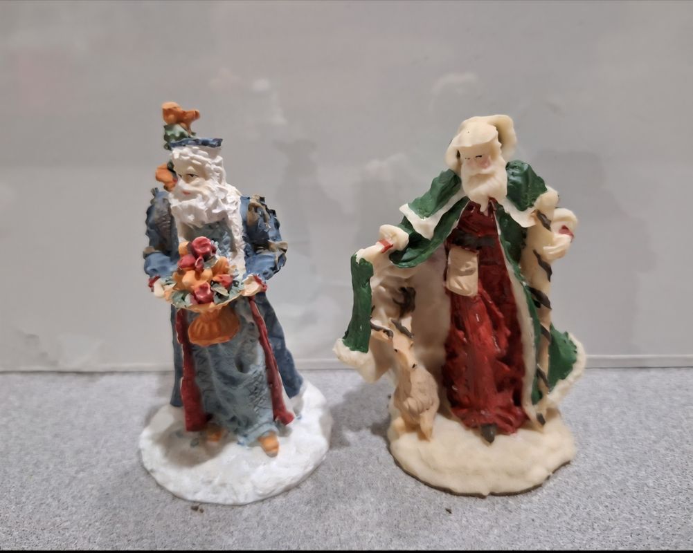 Vintage Kirkland's Father Christmas Figurines - hand painted. 3.5