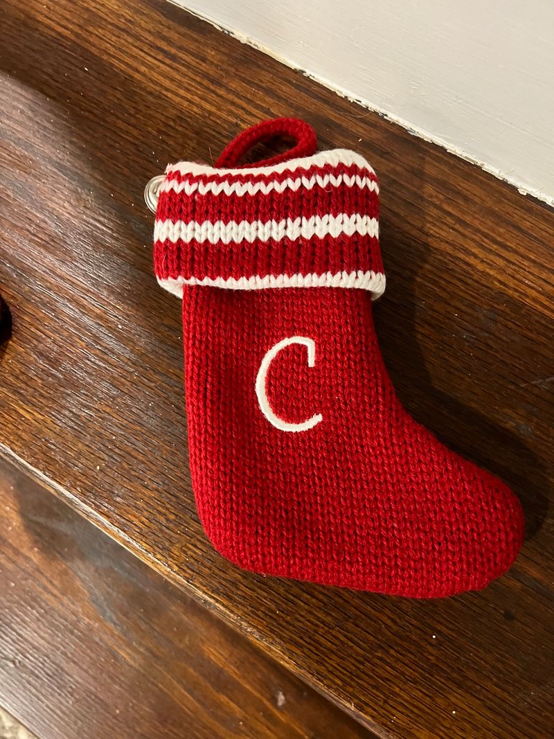 C mini Christmas Stocking 7 inch knit