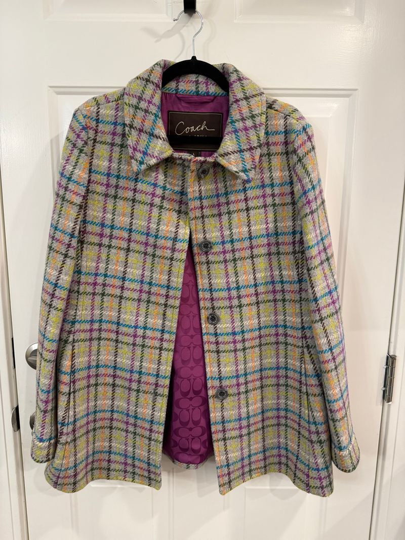 Coach Like New Peacoat Gorgeous magenta plaid print Women's - L