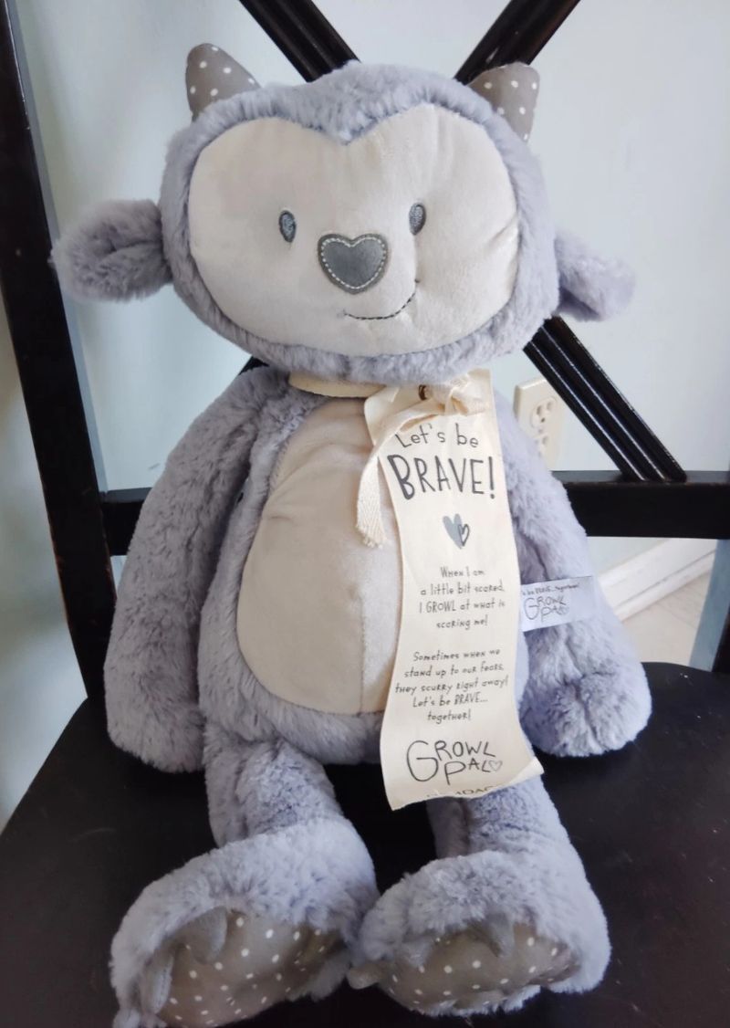 Demdaco Growl Pal Plush Like new Friendly monster lavender gray- Let's be brave! Plush Toys