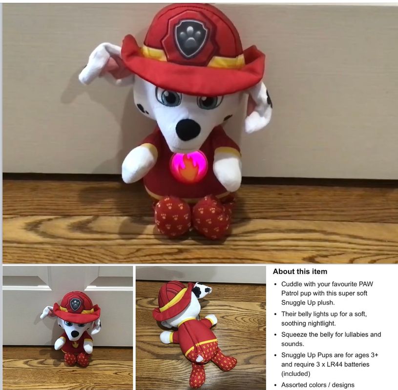 PAW PATROL Snuggle Up Pup-MARSHALL Snuggle Up Pup-MARSHALL W/Nightlight Plush Toys