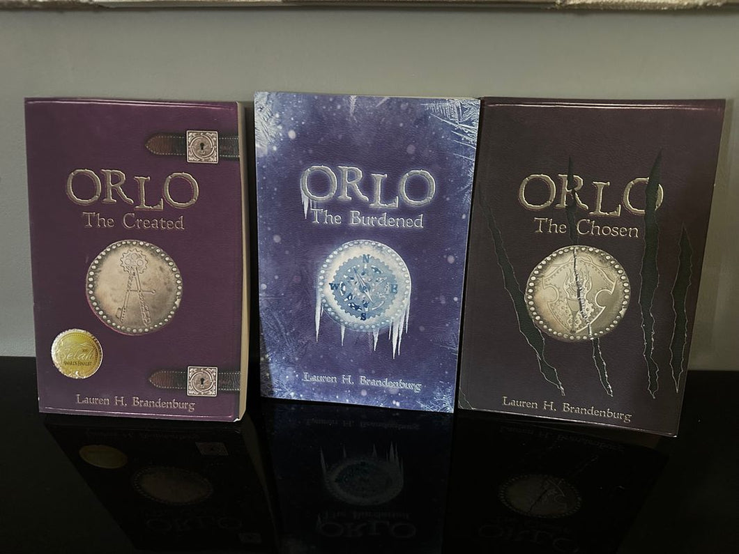 3 book set Orlo series by Lauren H. Brandenburg The Chosen, The Created and The Burdened. Christian author Youth Chapter Book