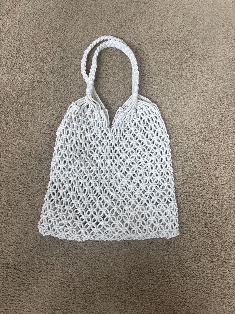 Crochet knit beach bag tote cream Crochet knit beach bag tote cream