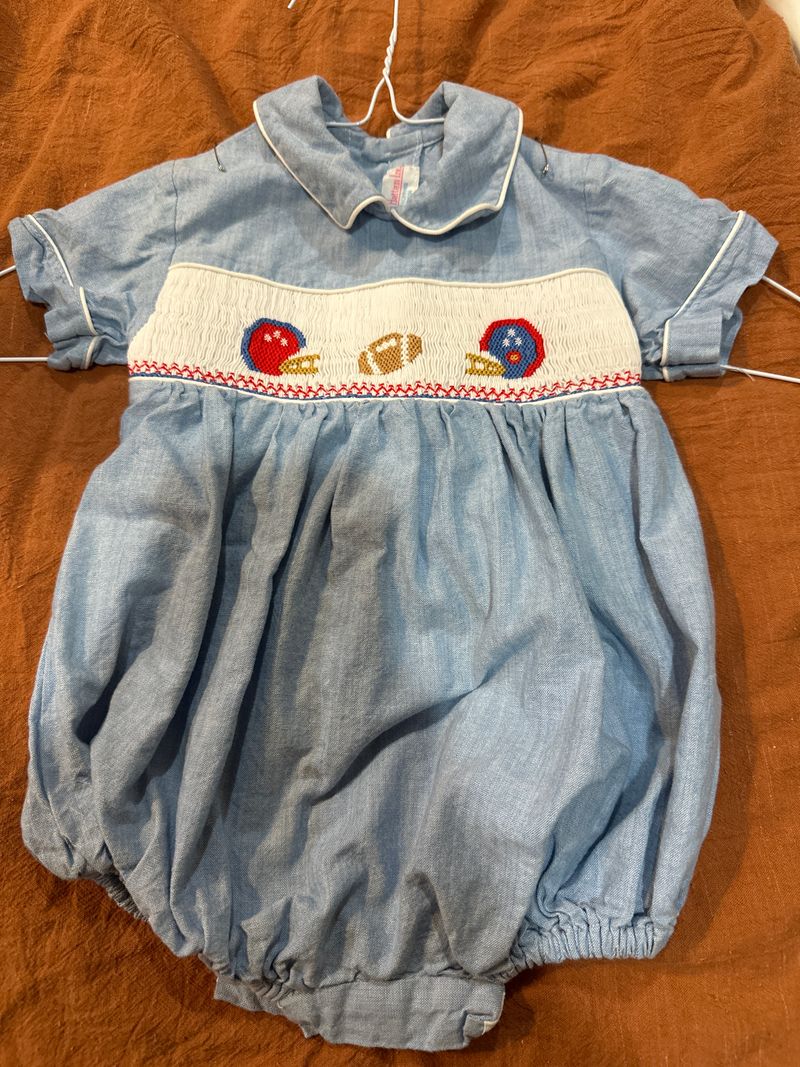 House of Hatten Smocked football bubble 6 Months