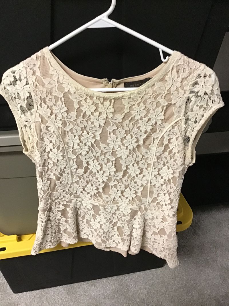 Limited Peplum Lace Top Cream color Women's - M
