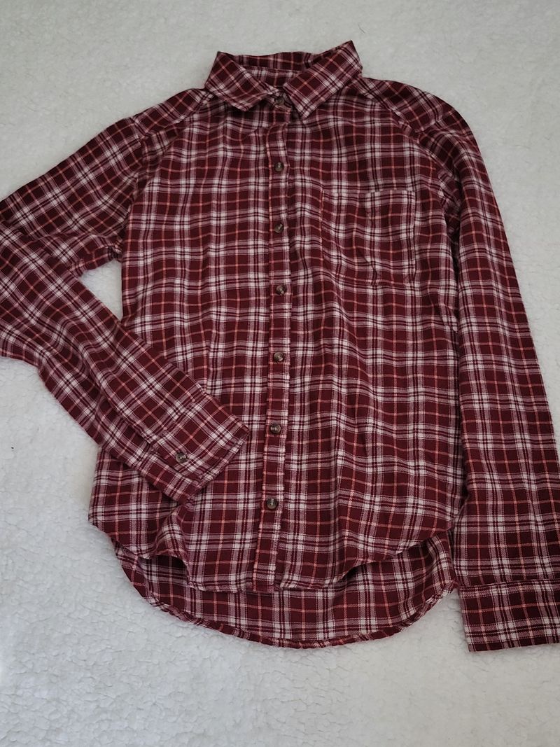 Hollister Dark red plaid shirt Women's - XS