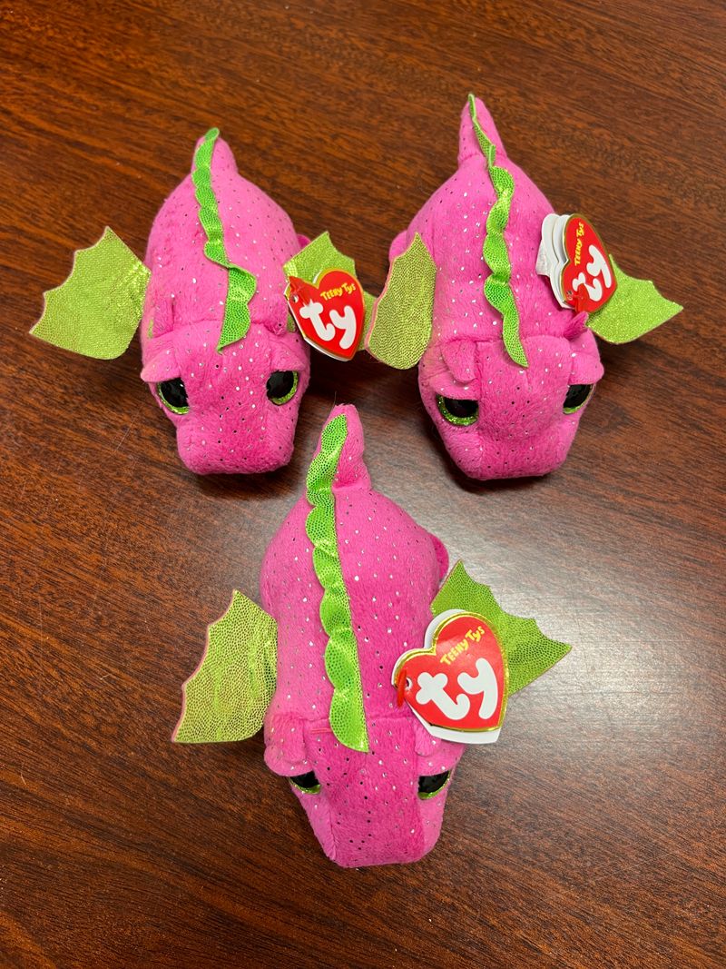Three matching pink dragons  Plush Toys