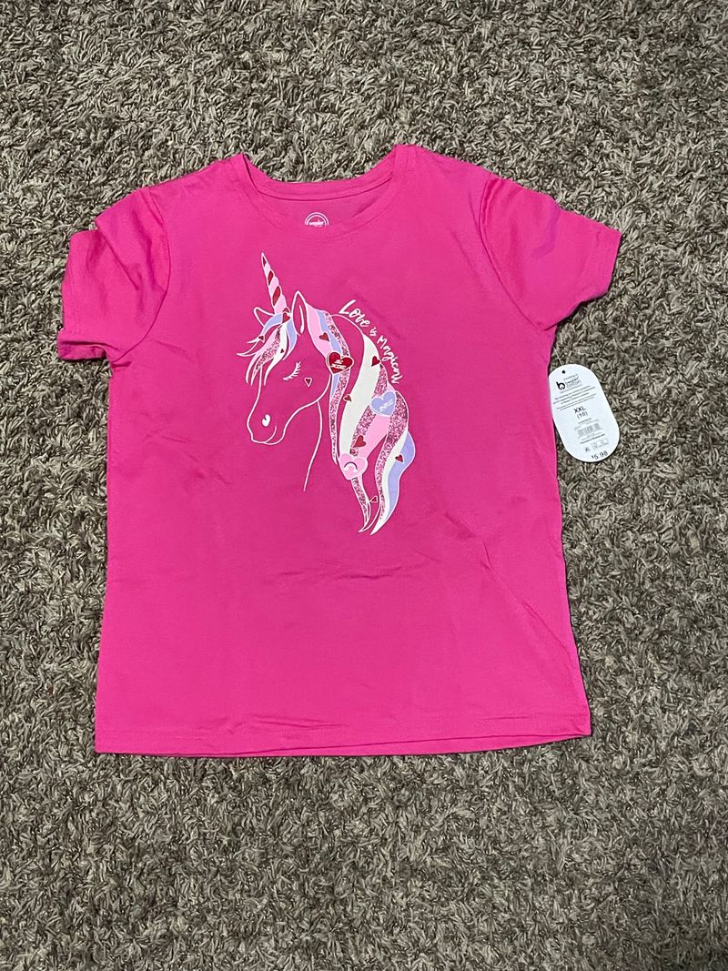 NWT - Wonder Nation XXL/18 girls pink unicorn tee  18