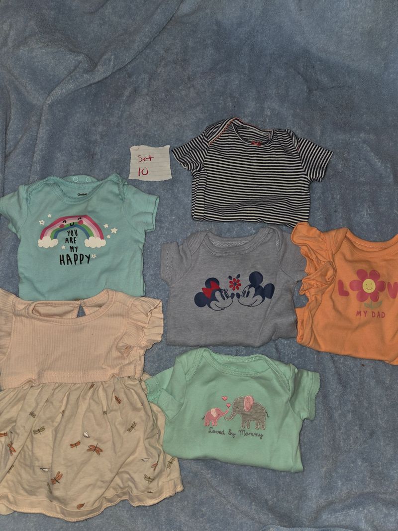 5 onesies and a dress Set 10 3 Months