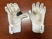 Load image into Gallery viewer, JAX batting gloves with built in web between thumb and pointer finger, great condition except bat stains
