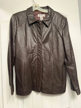 Load image into Gallery viewer, Alfani beautiful brown real leather coat size large PETITE Women&#39;s - L
