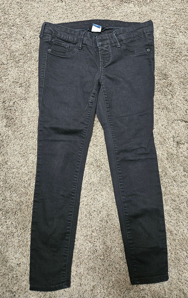 Old Navy size 4 short Black stretchy denim full panel skinny jeans size Women's Small 4-6