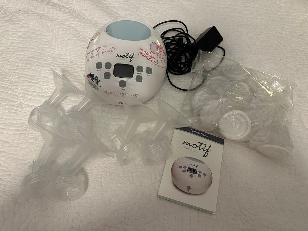 Motif Luna battery powered electric breast pump Used as primary pump. Car & wall charger. 21,24,28mm flanges