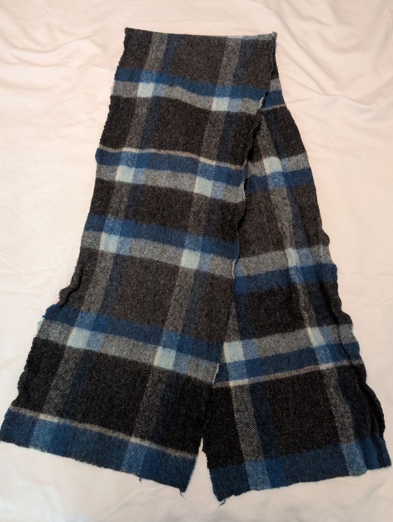 Scarf Black, blue, grey plaid scarf