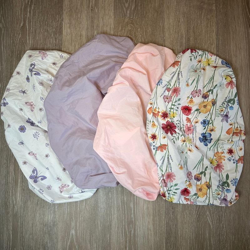Bimocosy Bassinet Sheet 4 pack, Size 32 x 16 x 4in Butterfly, Floral, Pink, Purple