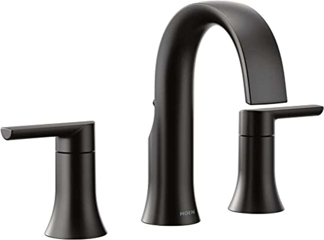 MOEN NIB Black 8 in. widespread 2 handle faucet, valve not included