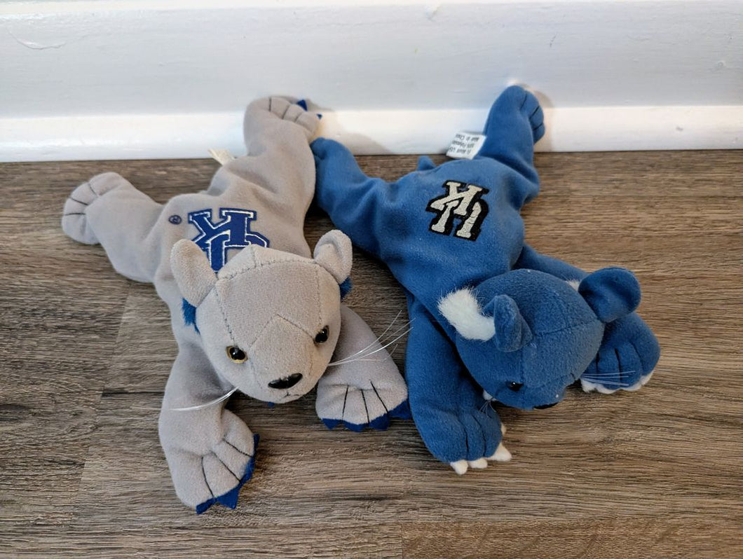 UK Wildcat Stuffed Animals set of 2 blue and gray wildcat plush toys with logo Plush Toys