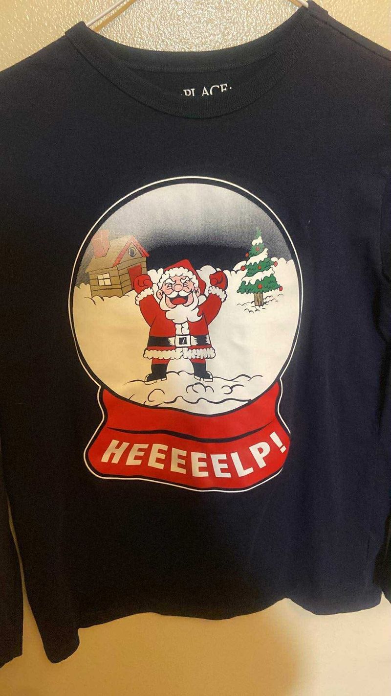 Childrens Place Santa Snow Globe Help Long Sleeve 10/12 10