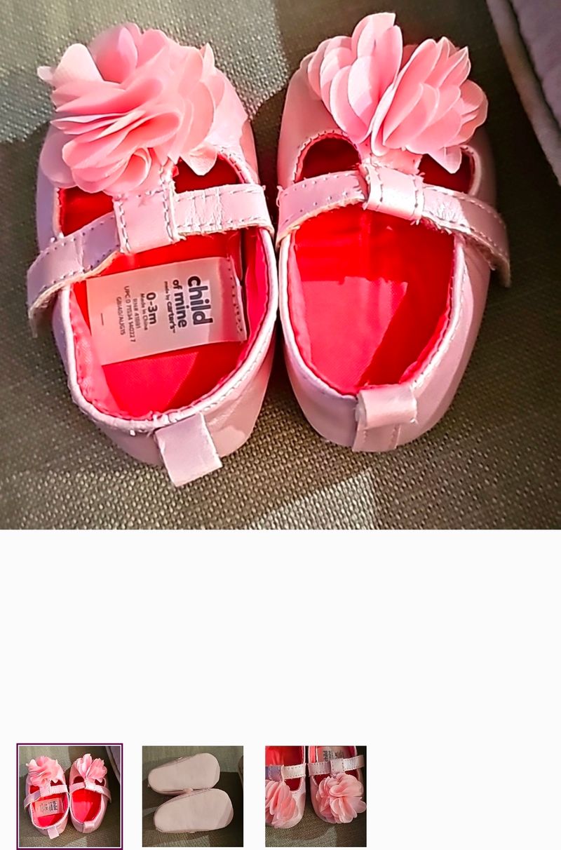 0-3m child of mine Pink with toe bow shoes 0 (Infant Shoe)
