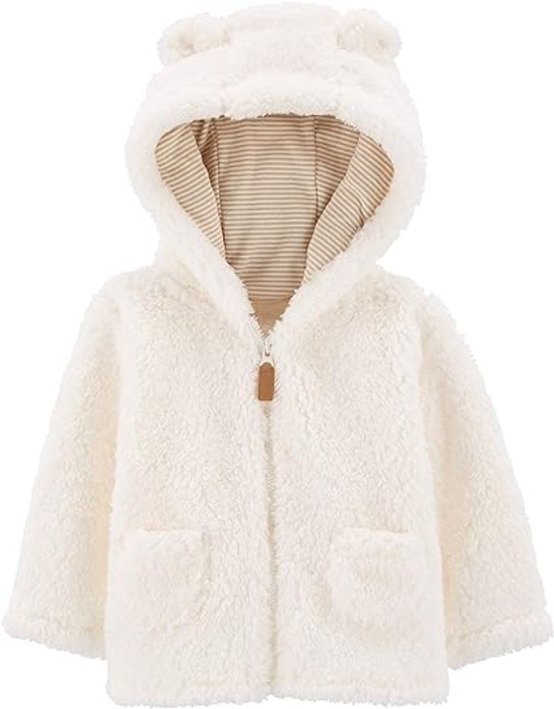 Carters NWT White Fleece Zip-Up Teddy Bear Jacket 18 Months