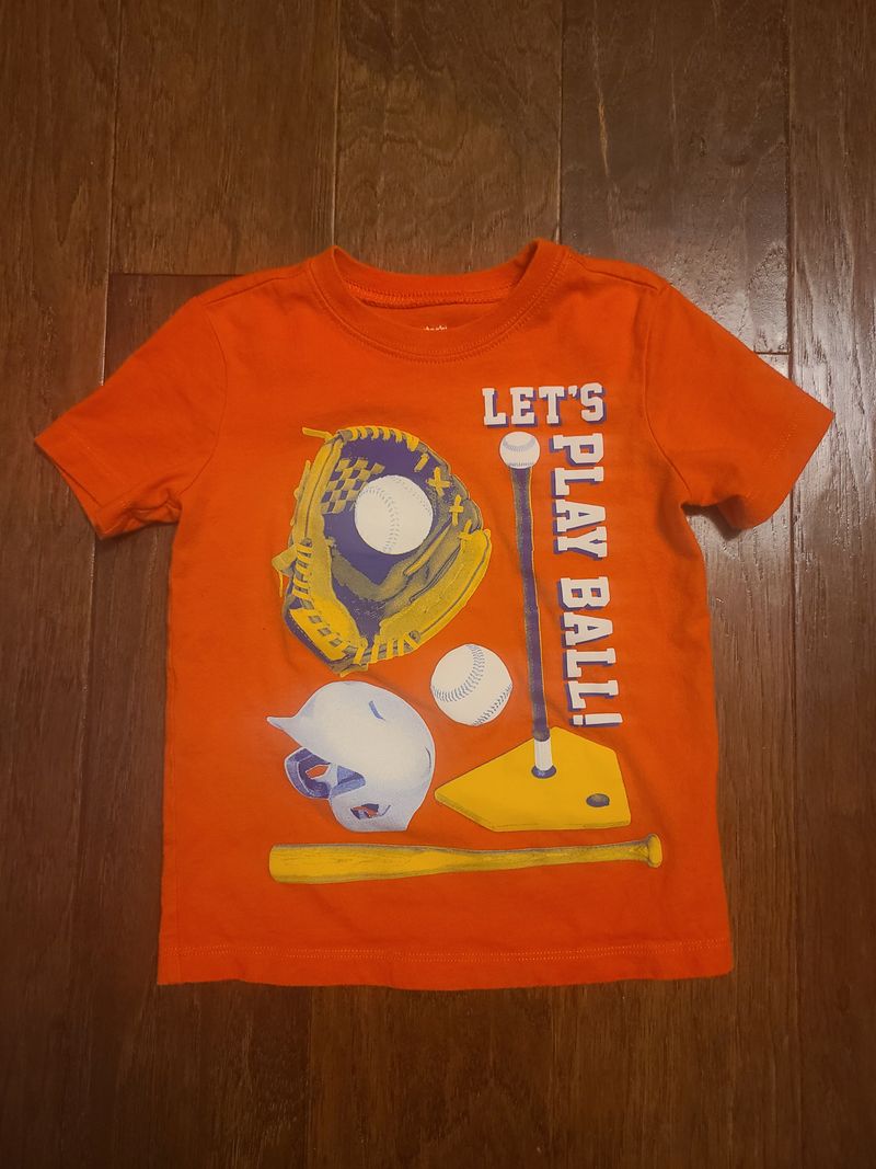 Carters orange short sleeve baseball shirt Let's Play Ball 3T