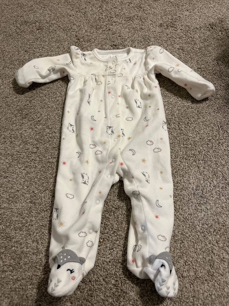 Child of Mine Fleece button up sleeper with owls 3 Months