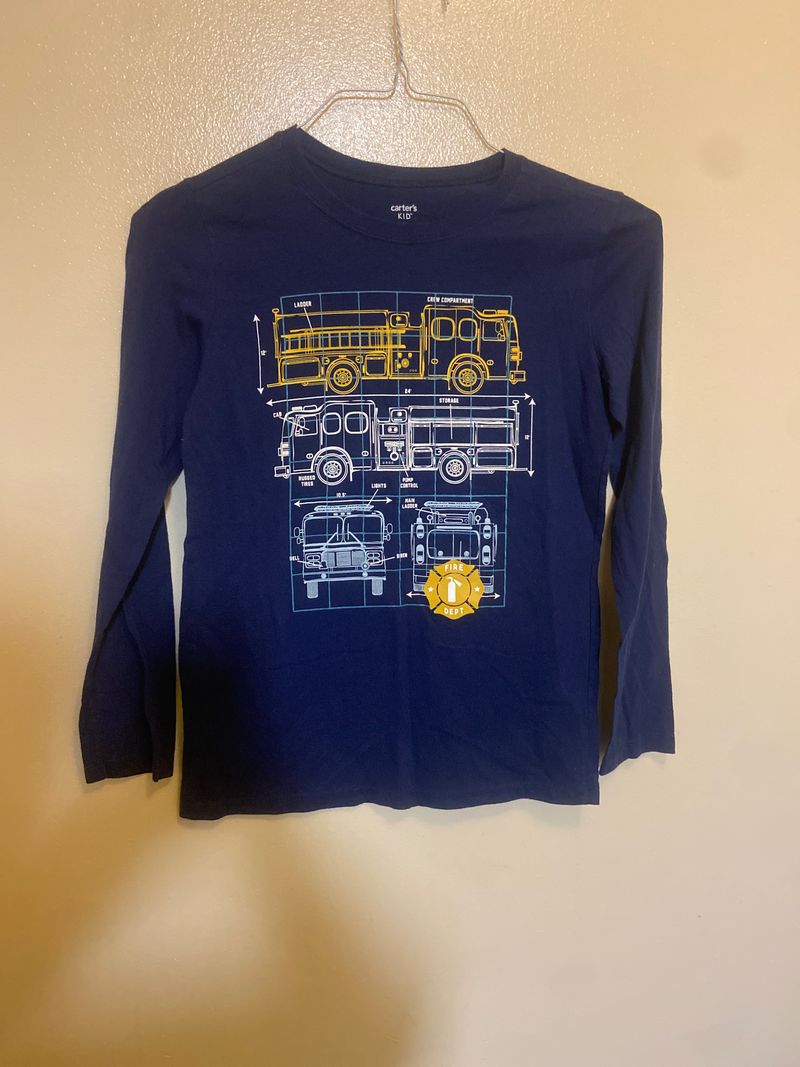 Carters Blue Long Sleeve Fire Trucks 14