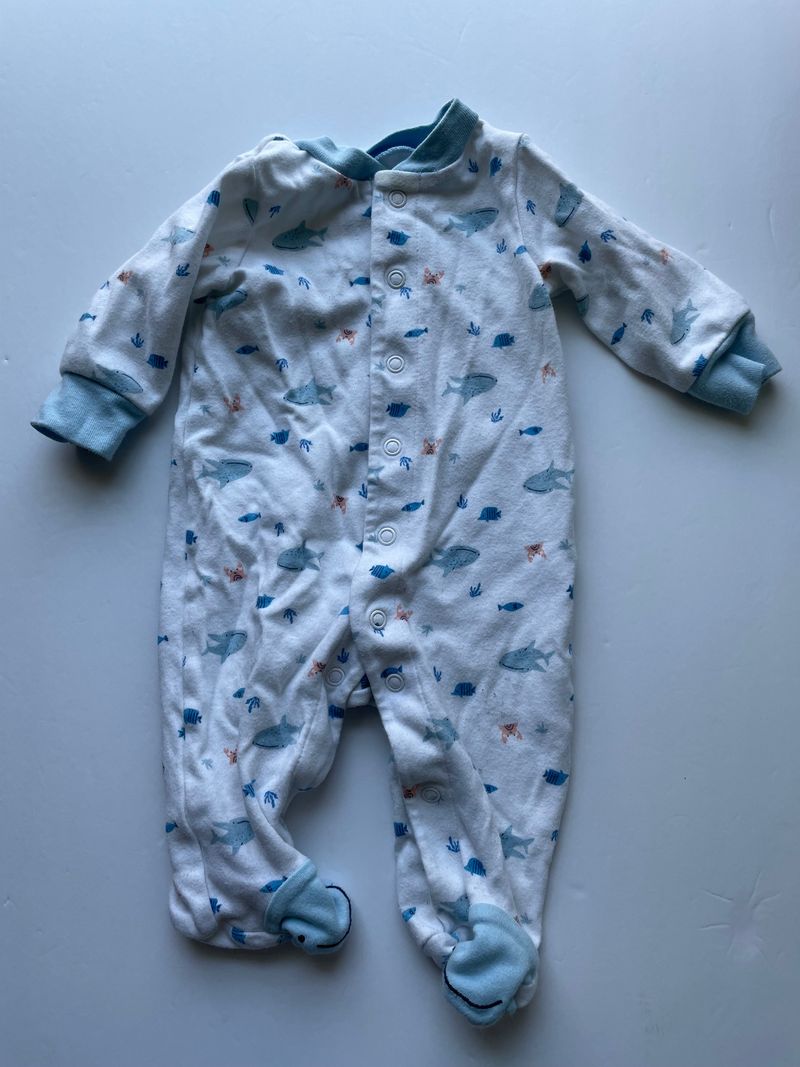 Carters - 0-3 months snap up sleeper - ocean theme  Newborn