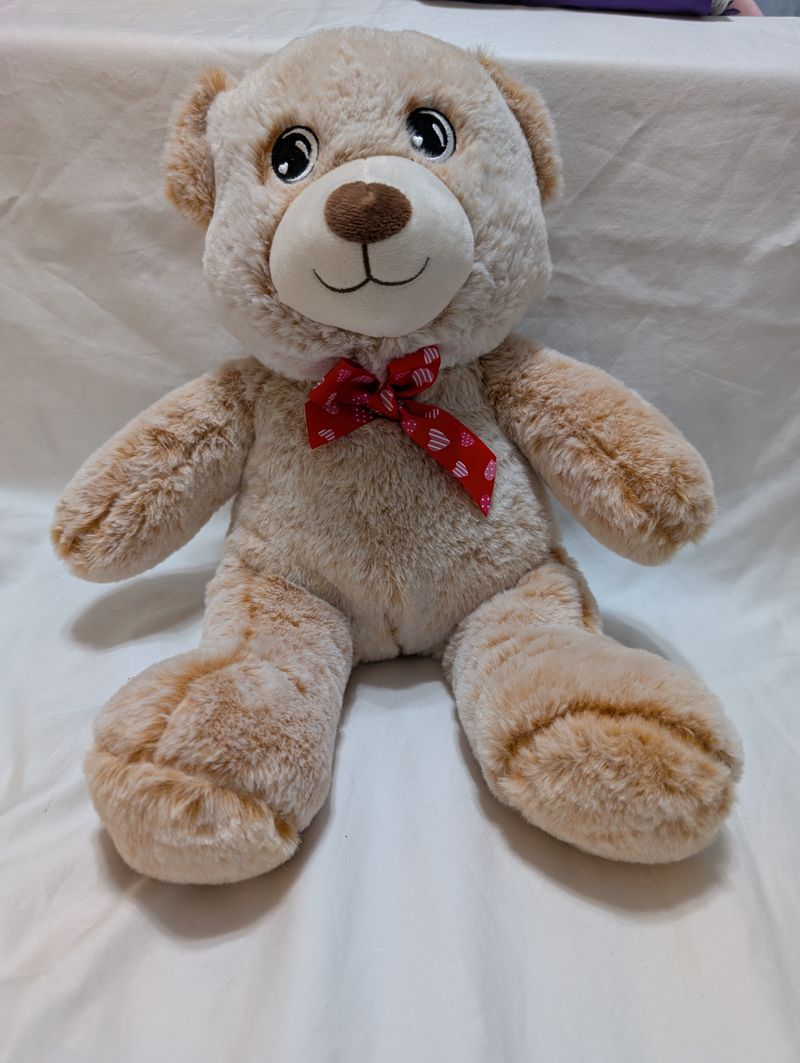Greenbrier International Light colored bear with Valentine bow Plush Toys