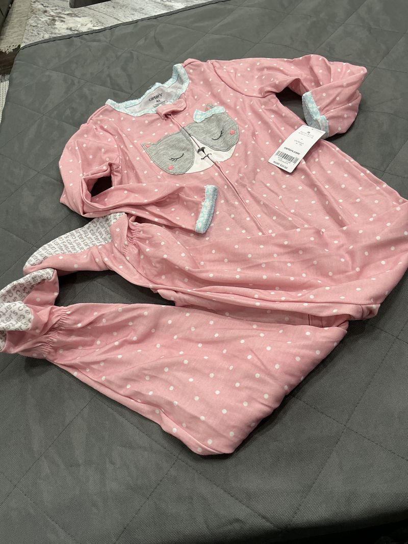 Carters 1 pc pjs w/feet pink/cat NWT MSRP $20 4T