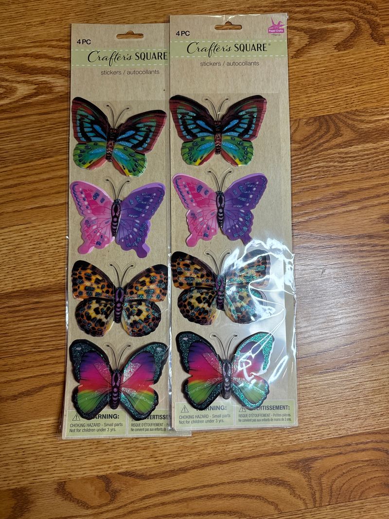 Crafters Square New 8 large butterfly stickers