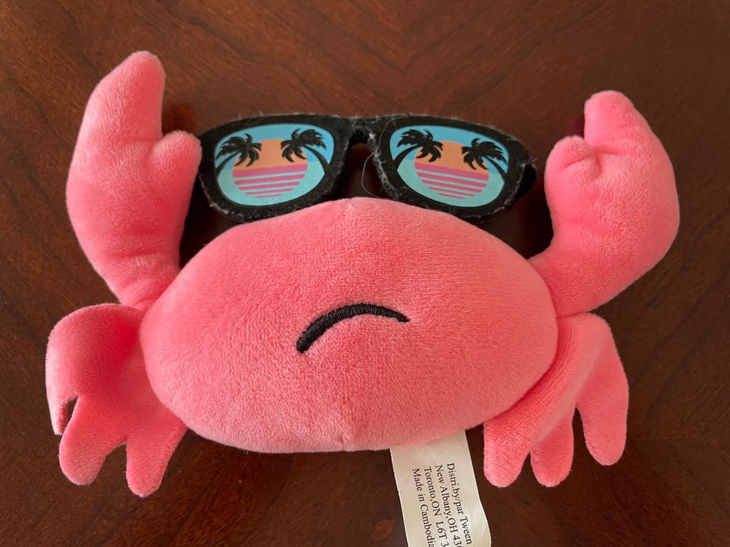 Tween Brands Pink Crab with Sunglasses Plush 7 in wide x 4 in tall Plush Toys