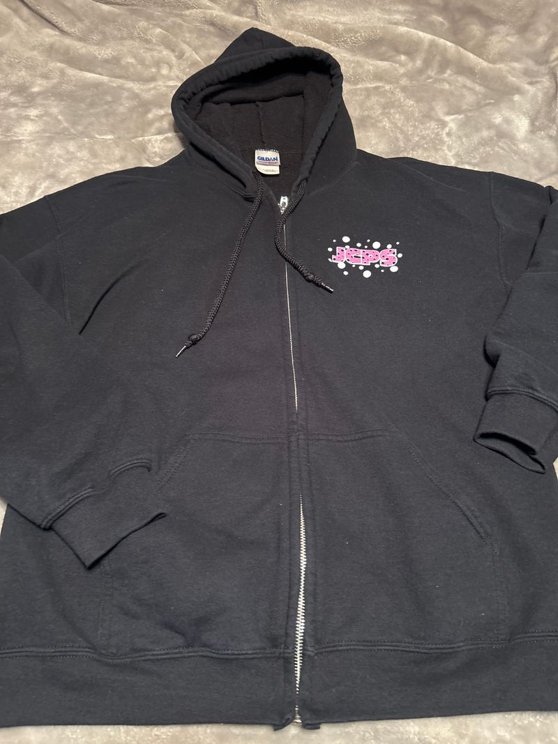 Gildan Black, with pink and white Women's - L