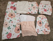 Load image into Gallery viewer, Sweet jojo designs nursery 6pc set comforter, 2 sheets, skirt, diaper caddy, change cover. Crib
