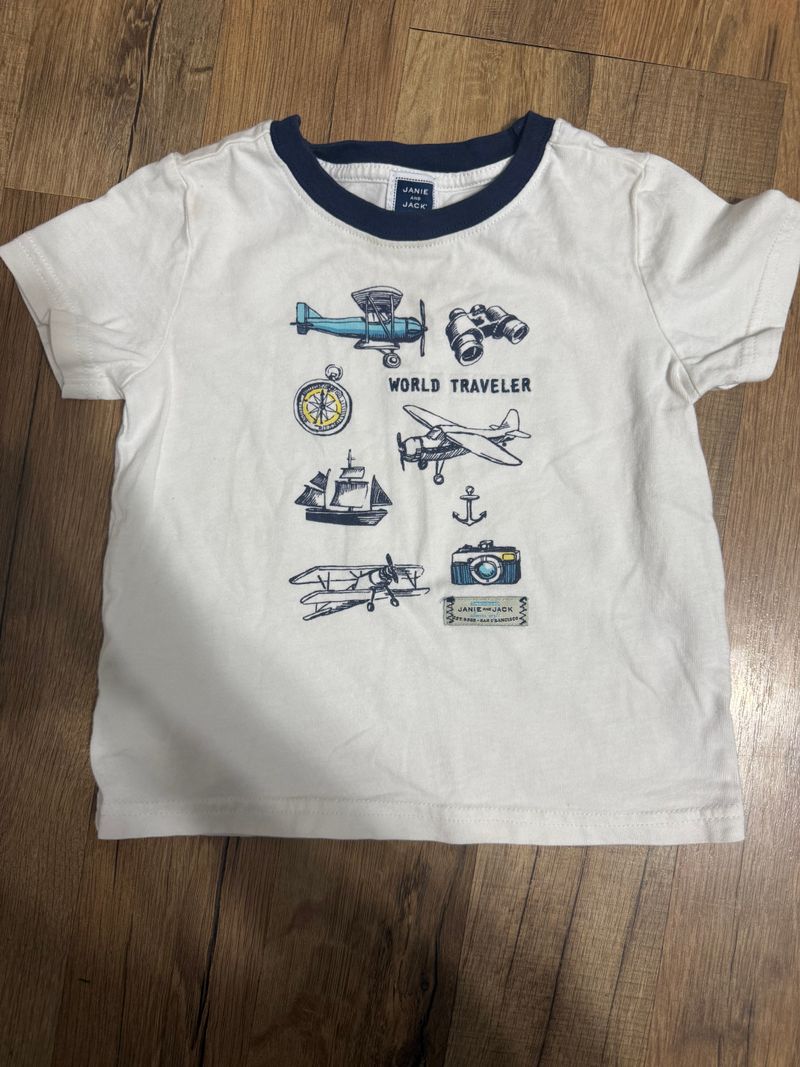 Janie and Jack world traveler white tee 18 Months