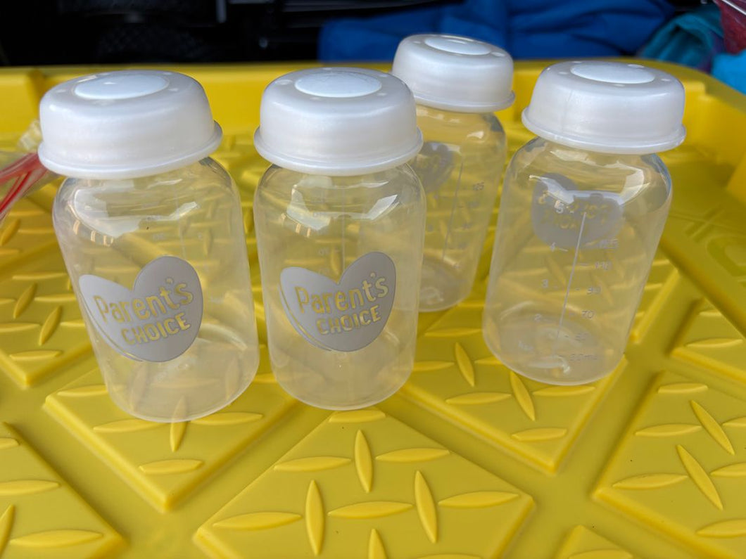 Parents Choice Set of 4 milk storage bottles 5oz fit Medela pump